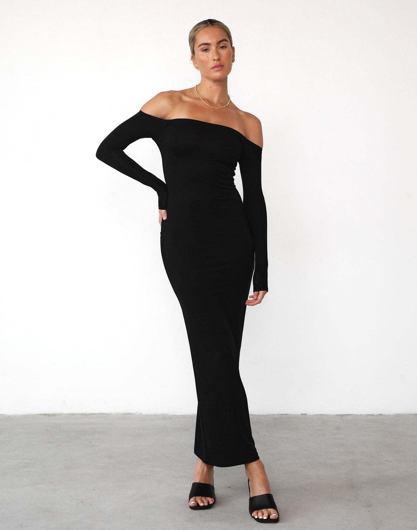 Hengra Women's Off Shoulder Long Sleeve Maxi Dress High Waist Bodycon Dress