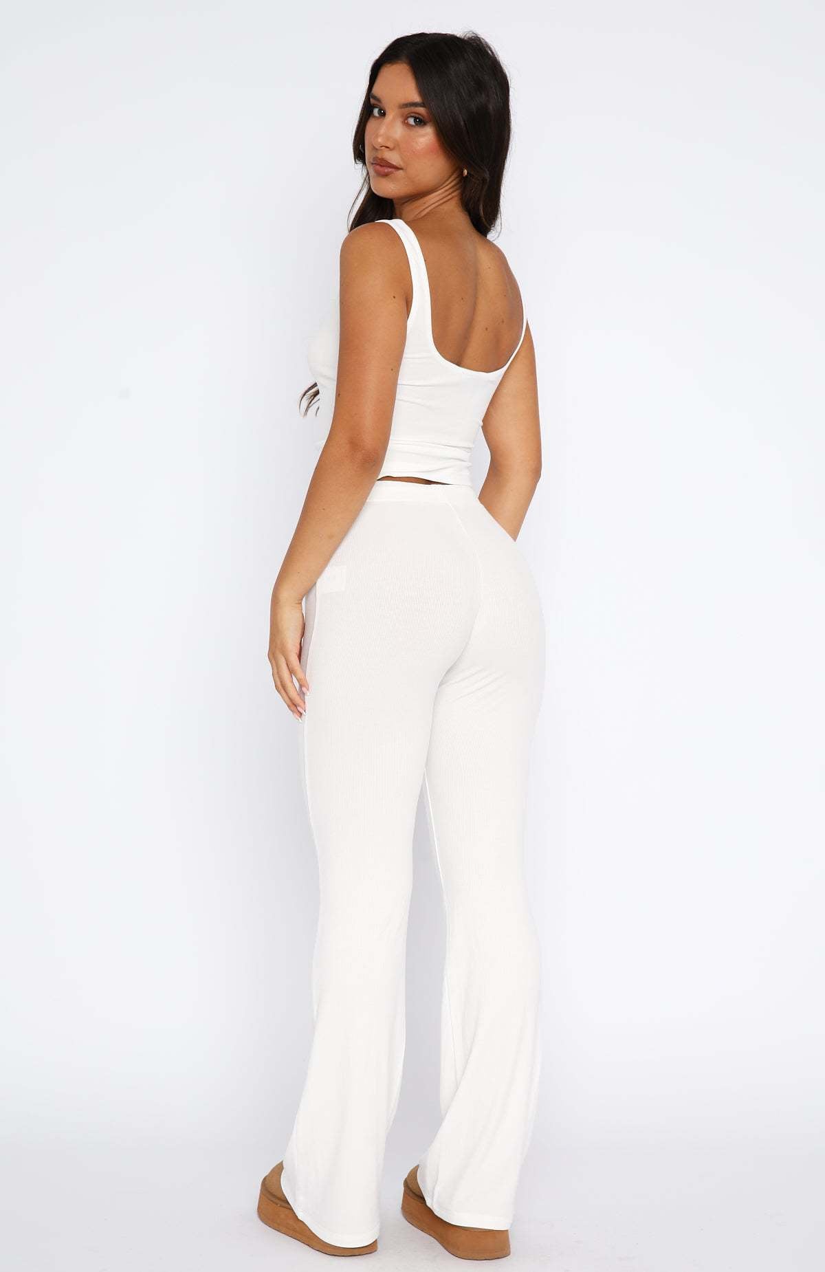 Hengra Women's Ribbed Two Piece Lounge Set Sleeveless Tank Top and Wide Leg Pants
