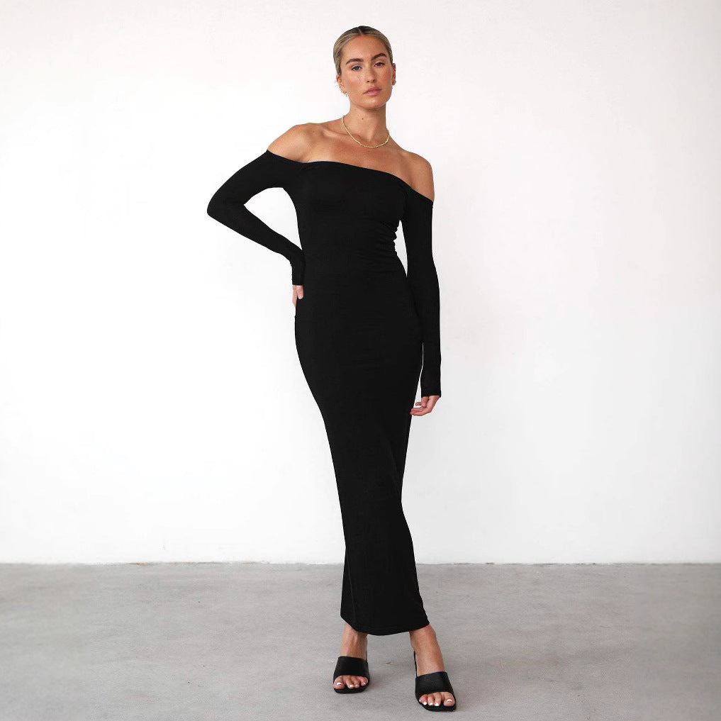 Hengra Women's Off Shoulder Long Sleeve Maxi Dress High Waist Bodycon Dress