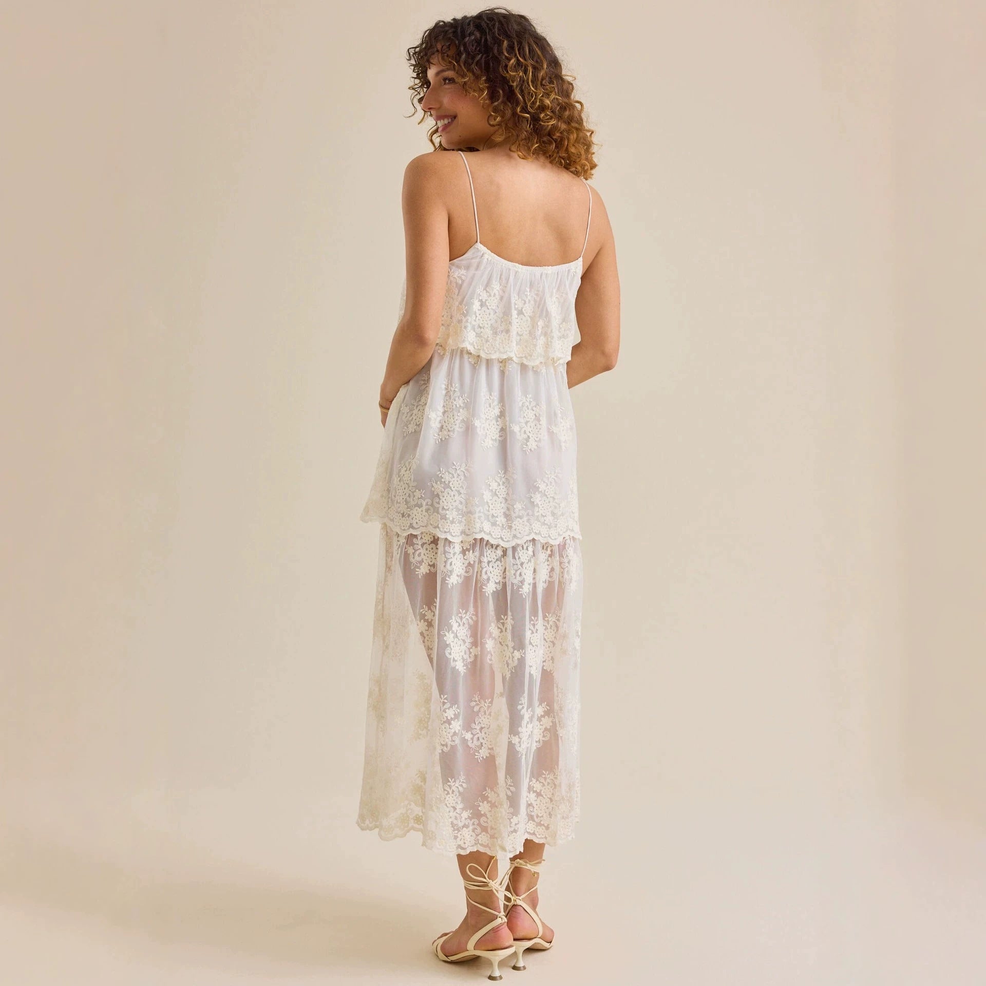 Hengra Women's Lace Maxi Dress Strapless A Line Long Dress Elegant Summer Dress