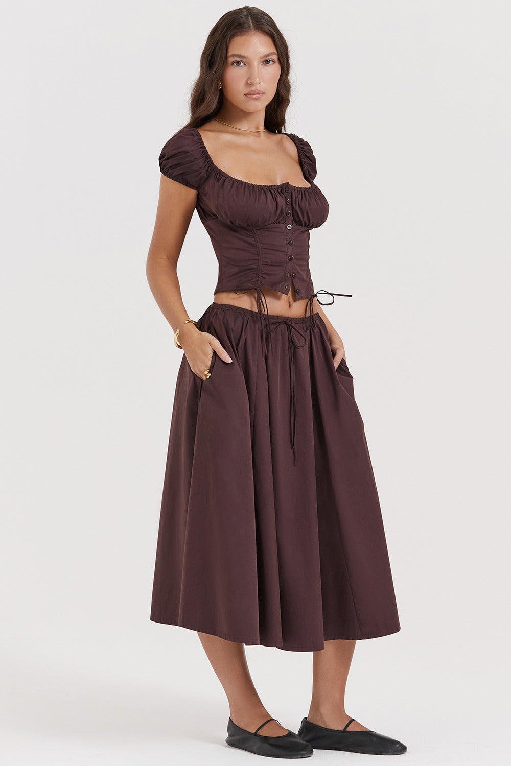 Hengra Women's Two Piece Skirt Set Sleeveless Stretch Crop Top and Midi Skirt
